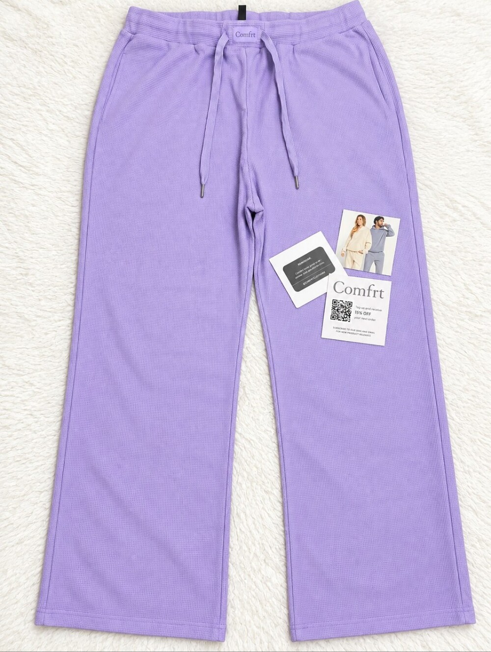 Comfrt Waffle Lounge Pants Lavender Size 2XL Purple Wide Leg NWT